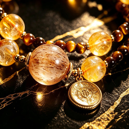 Natural yellow crystal tiger eye stone bracelet