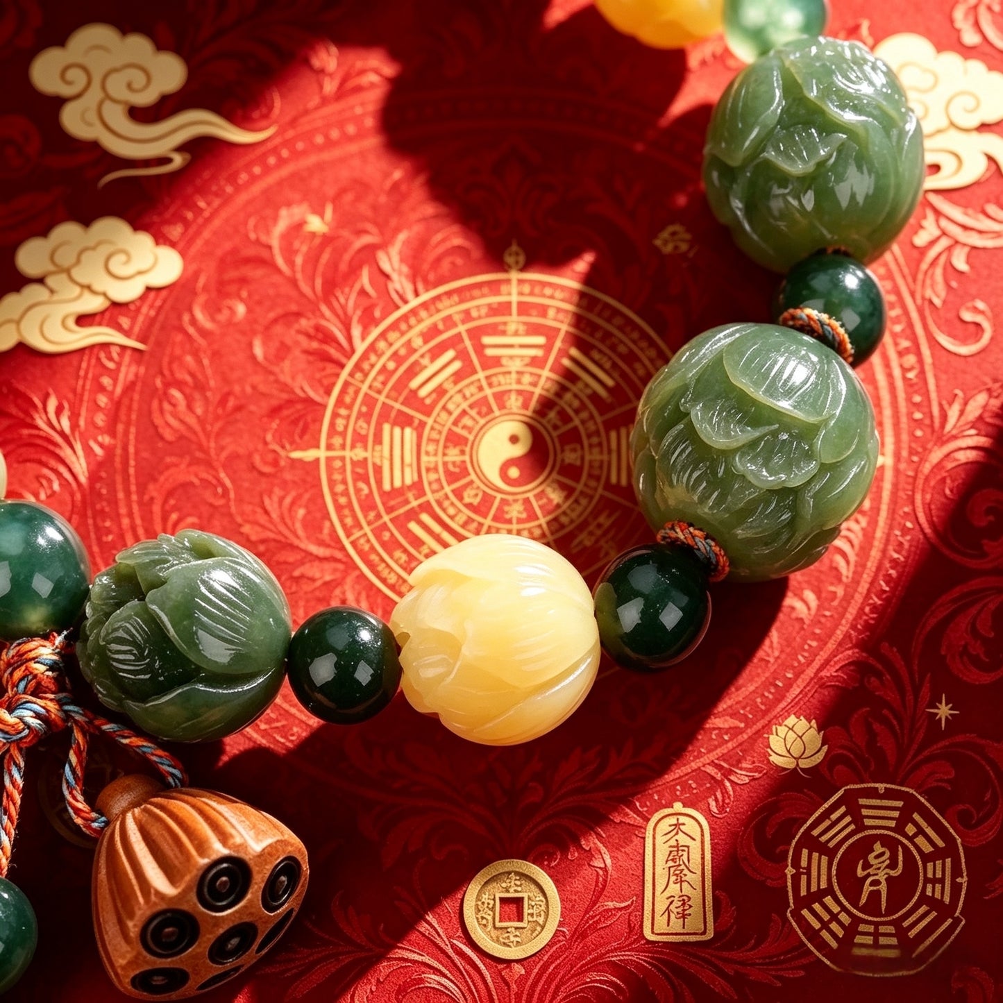 Aquatic Agate Fortune Lotus Bodhi Root Bracelet