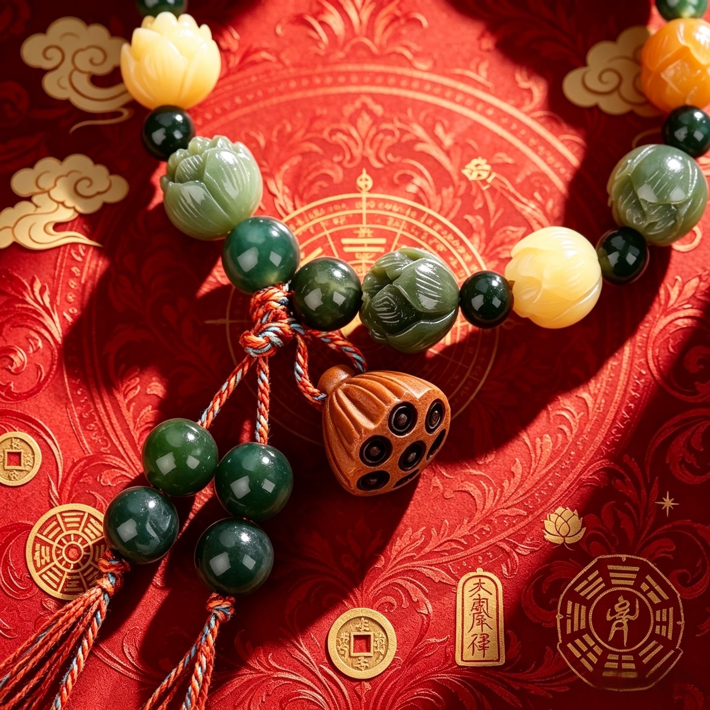 Aquatic Agate Fortune Lotus Bodhi Root Bracelet