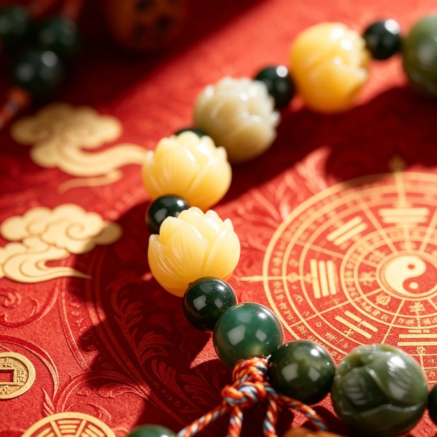 Aquatic Agate Fortune Lotus Bodhi Root Bracelet