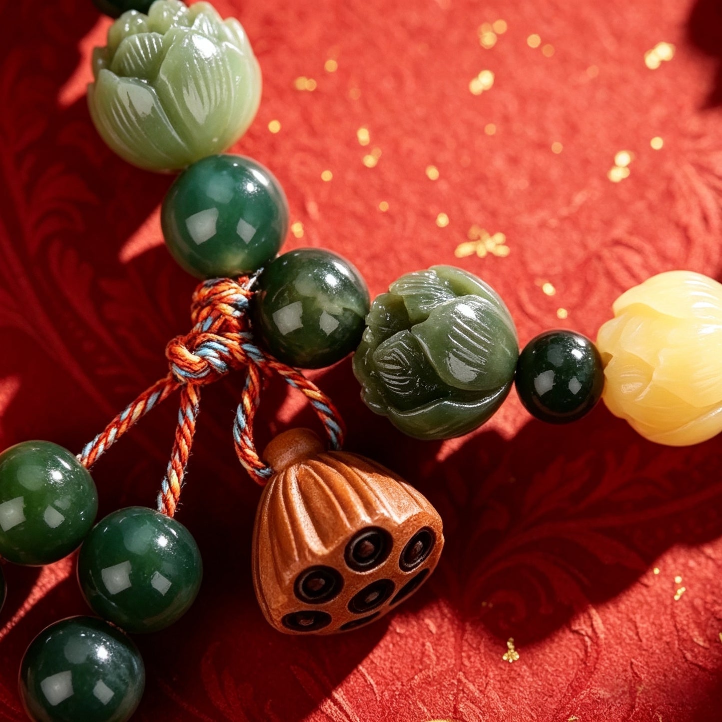 Aquatic Agate Fortune Lotus Bodhi Root Bracelet
