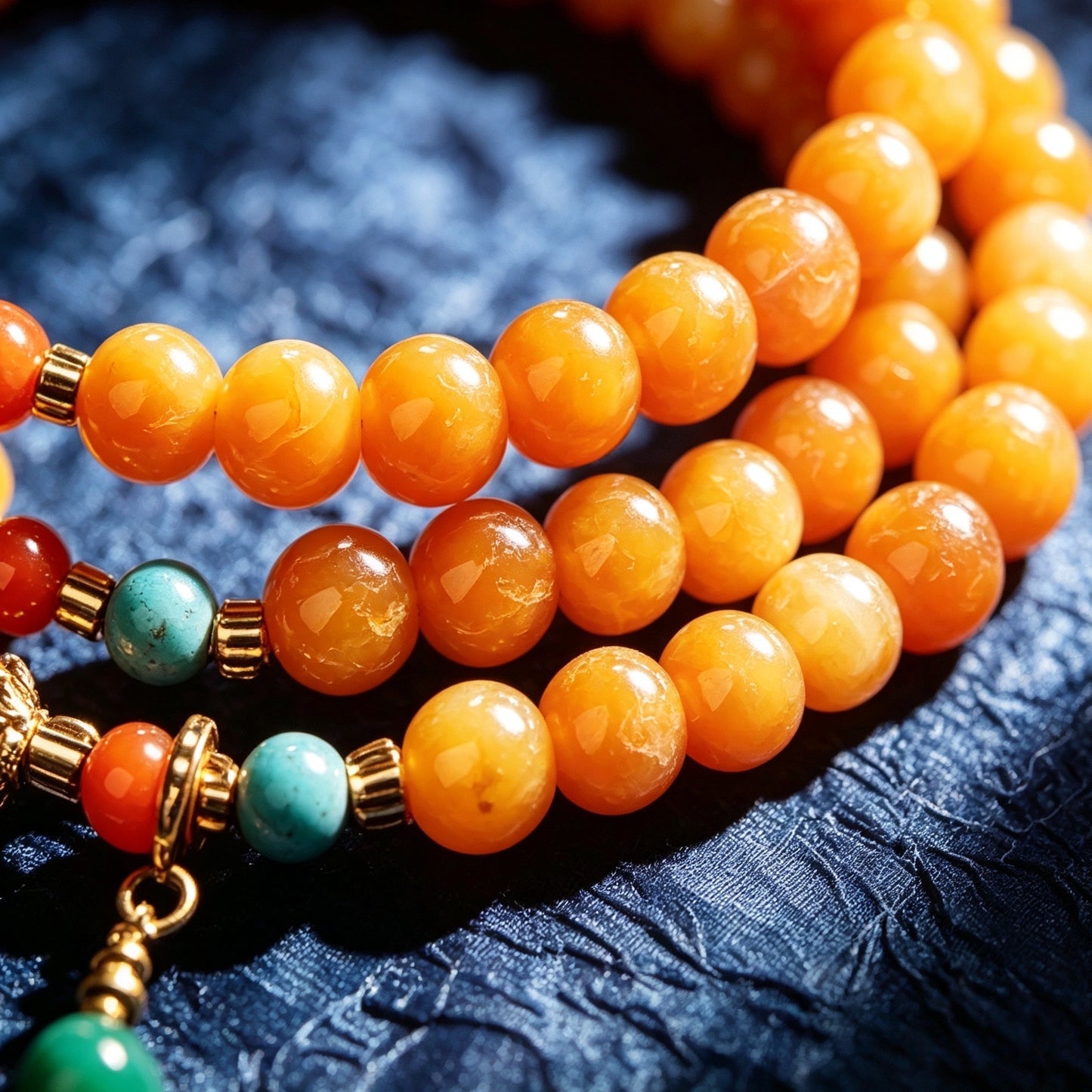 Long Multi-Strand Pumpkin Bead Gold Silk Jade Bracelet, New Chinese Style Multi-Loop High-End Jewelry for Women