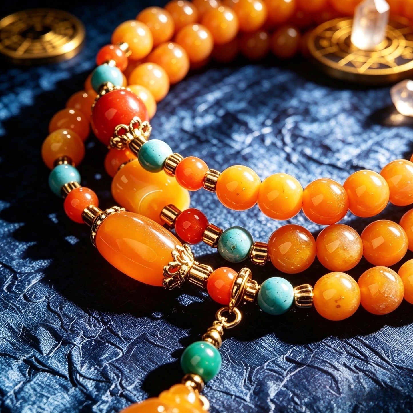Long Multi-Strand Pumpkin Bead Gold Silk Jade Bracelet, New Chinese Style Multi-Loop High-End Jewelry for Women