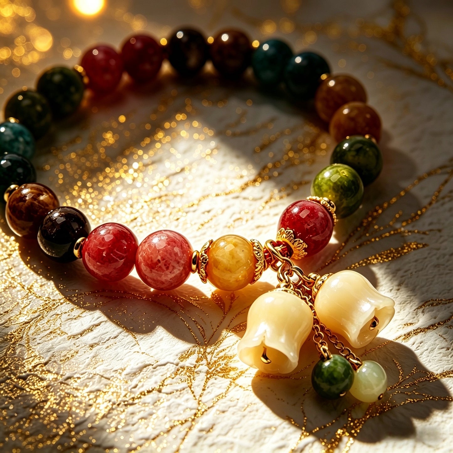 Natural Colorful Tourmaline Bracelet ins Niche luxury lily of the valley pendant bracelet