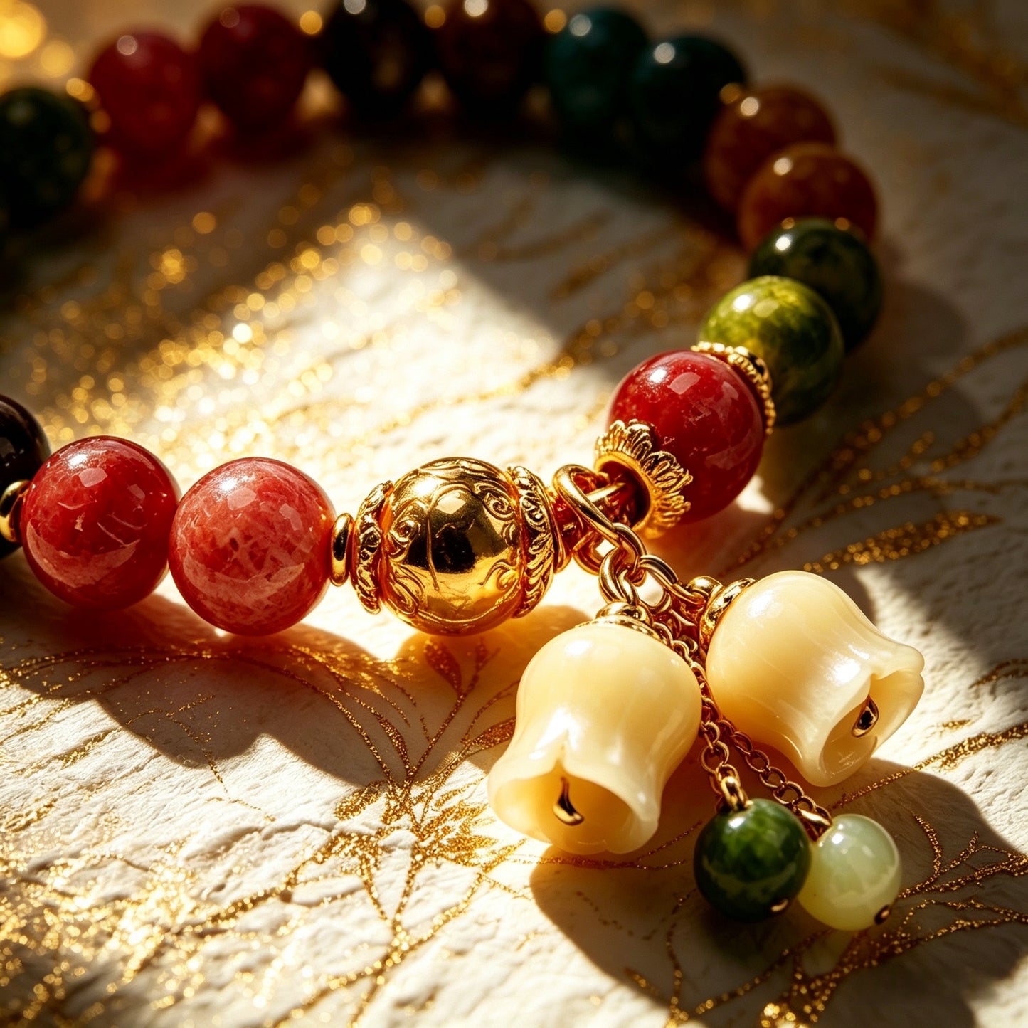 Natural Colorful Tourmaline Bracelet ins Niche luxury lily of the valley pendant bracelet