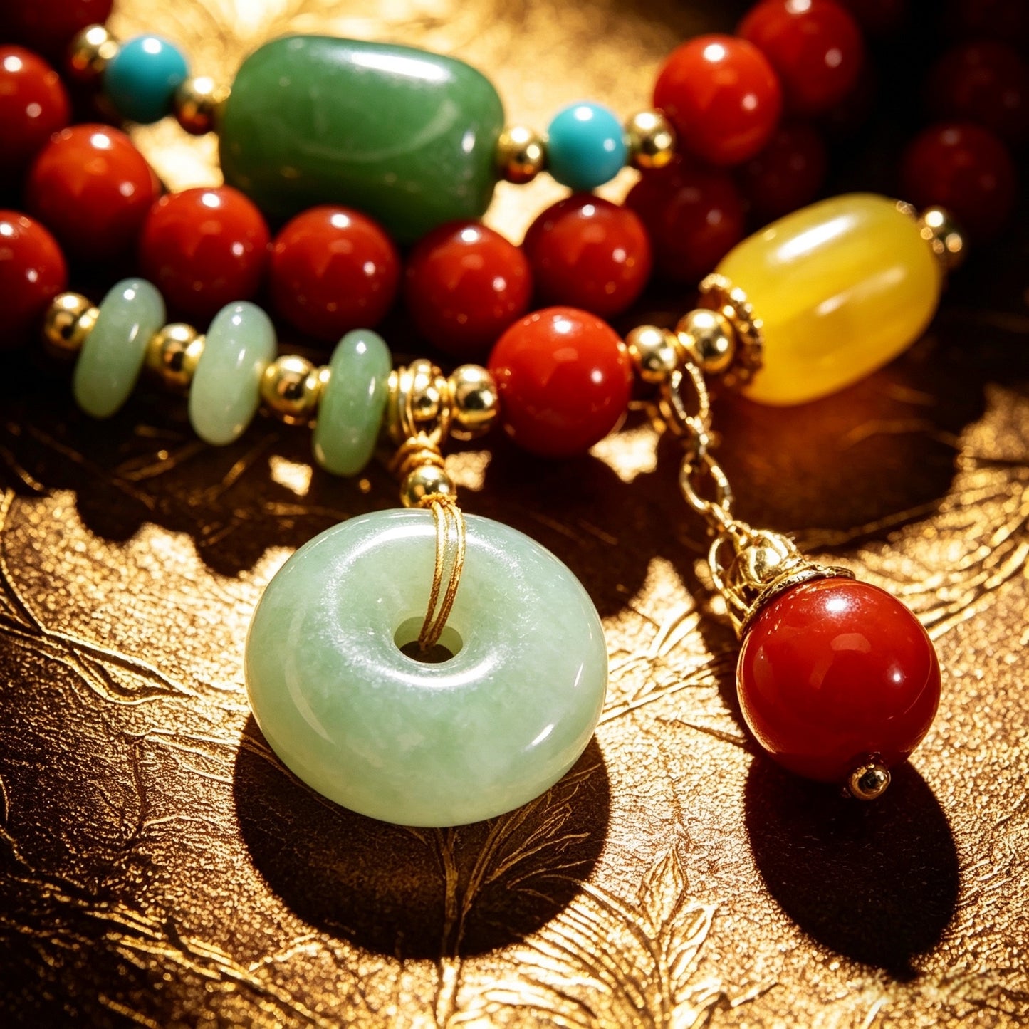Natural Southern Red Agate New Chinese Style Multi-layer Bracelet