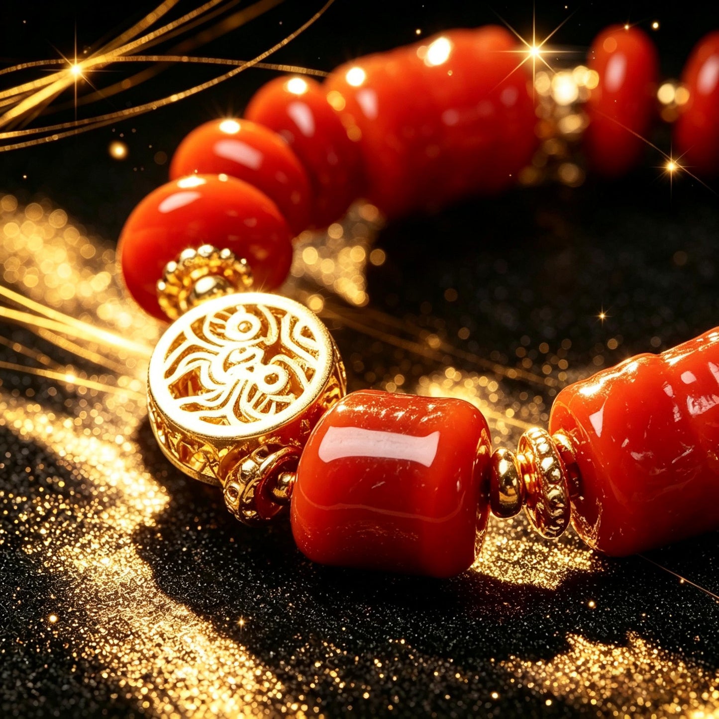 Southern Red Agate Button Bead Bracelet