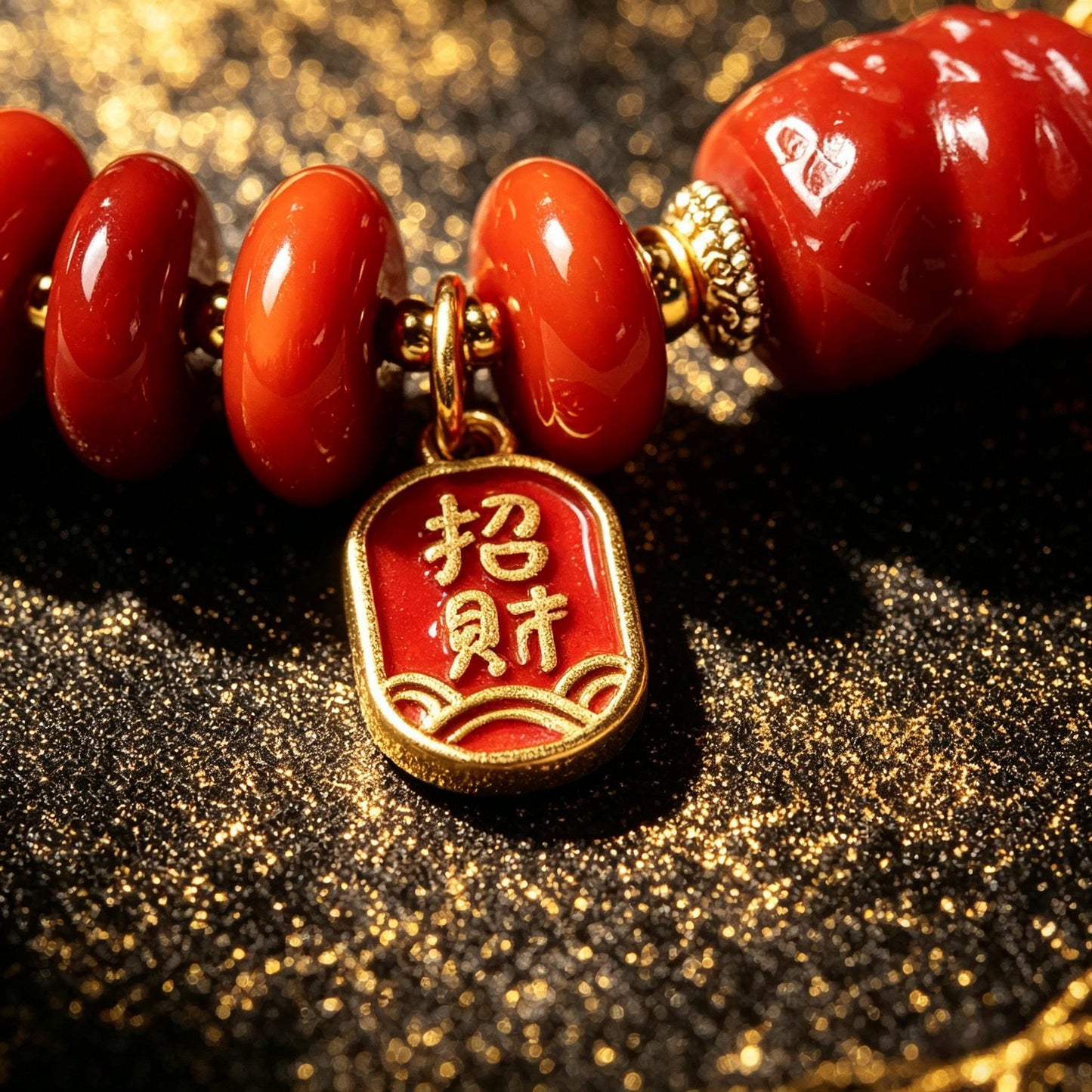Southern Red Agate Button Bead Bracelet