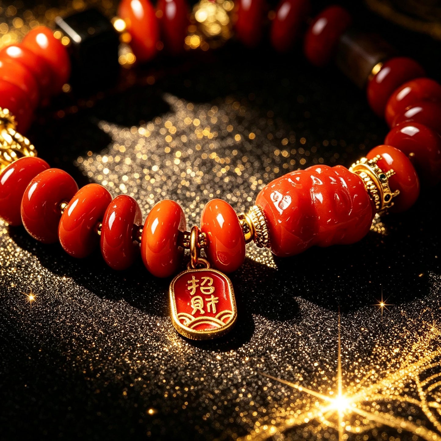 Southern Red Agate Button Bead Bracelet