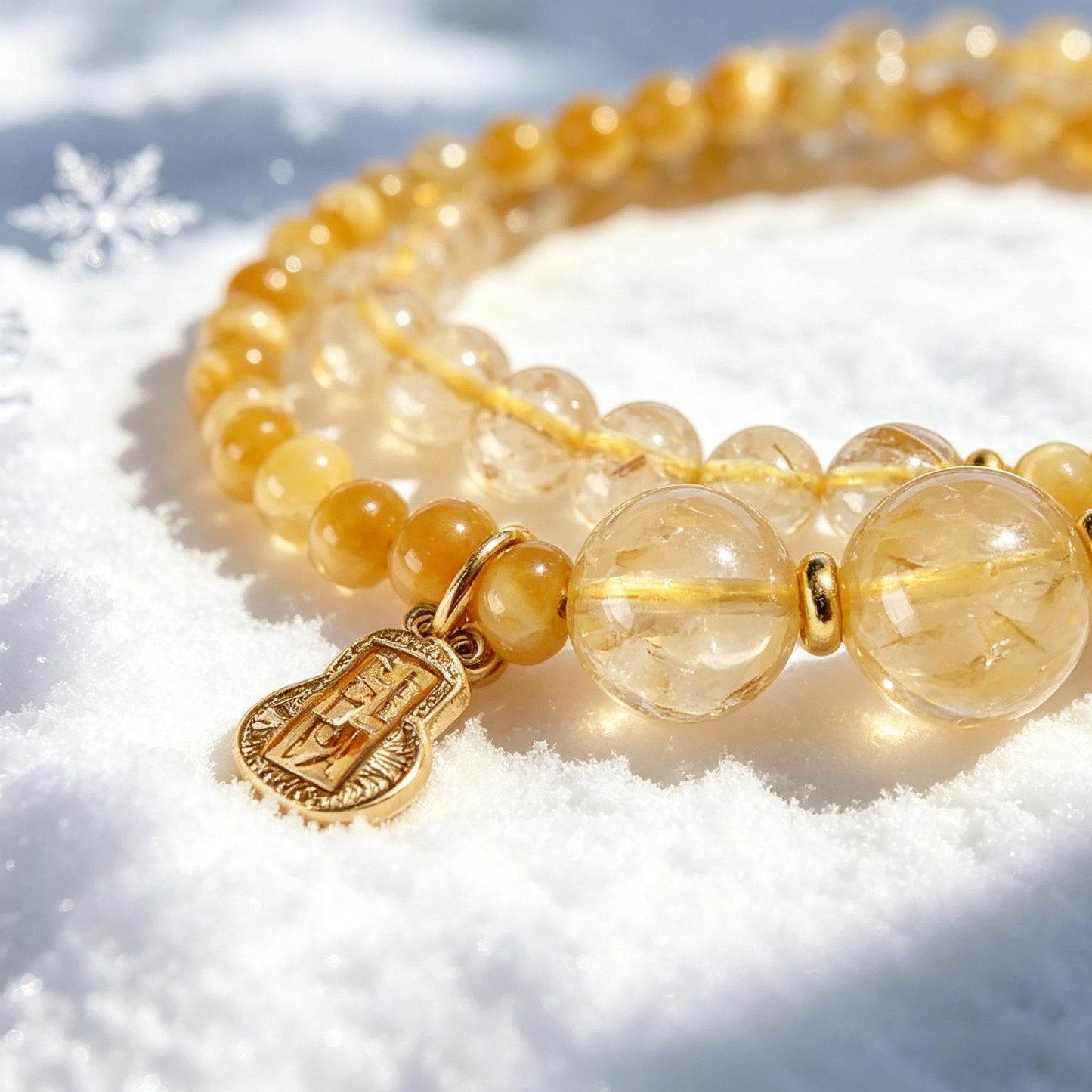 Natural Golden Rutilated Quartz Double Circle Bracelet for Women, Fashionable Gold Tiger Eye Amethyst Bracelet