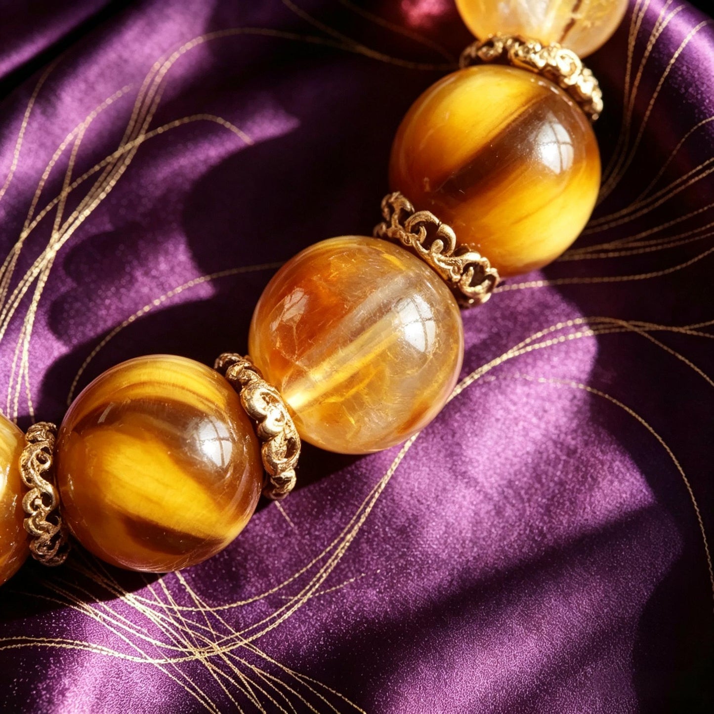 Little Overlord Golden Rutilated Quartz and Yellow Crystal Bracelet