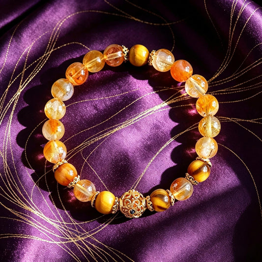 Little Overlord Golden Rutilated Quartz and Yellow Crystal Bracelet