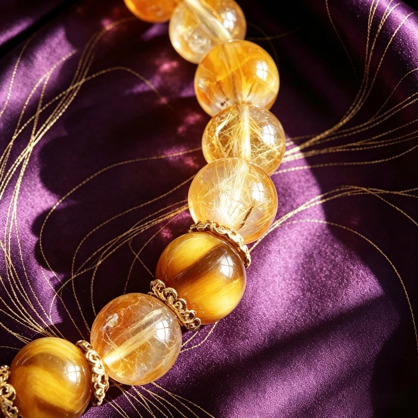 Little Overlord Golden Rutilated Quartz and Yellow Crystal Bracelet