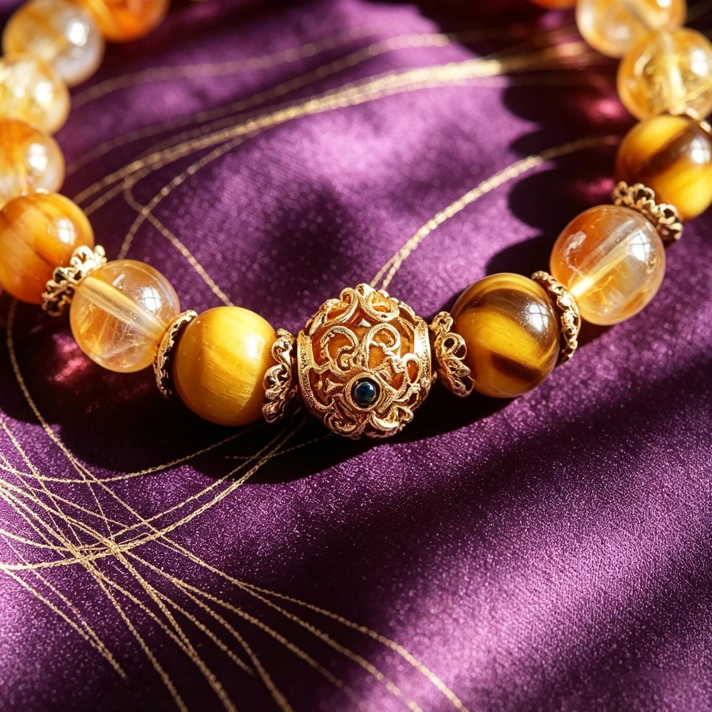 Little Overlord Golden Rutilated Quartz and Yellow Crystal Bracelet