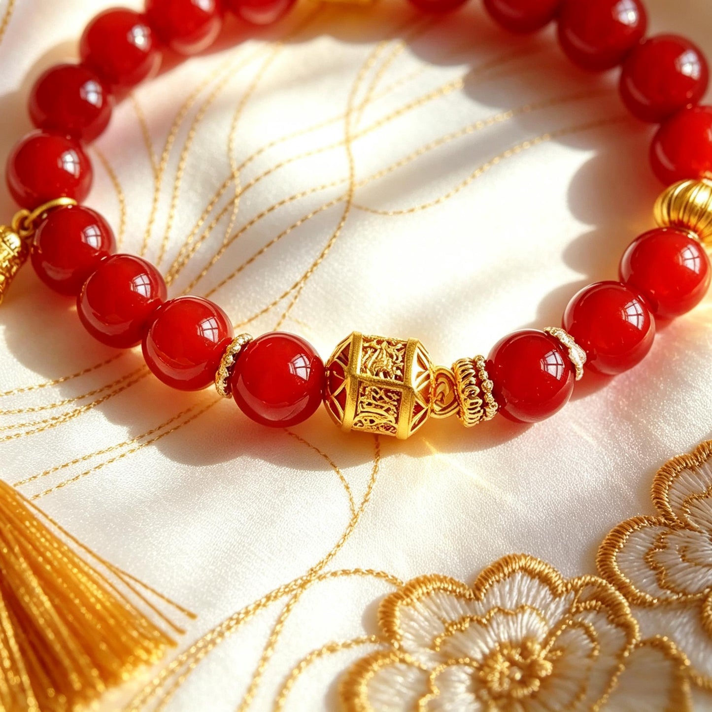 Nan Hong Eight Treasures Compass Rotatable Beaded Bracelet