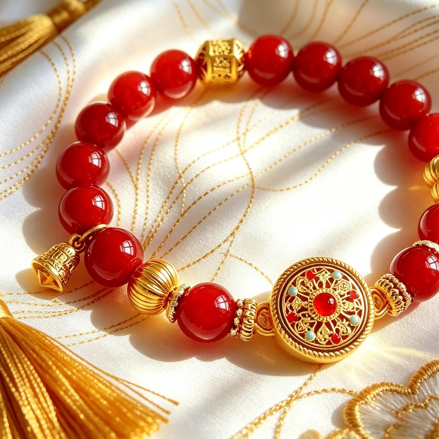 Nan Hong Eight Treasures Compass Rotatable Beaded Bracelet