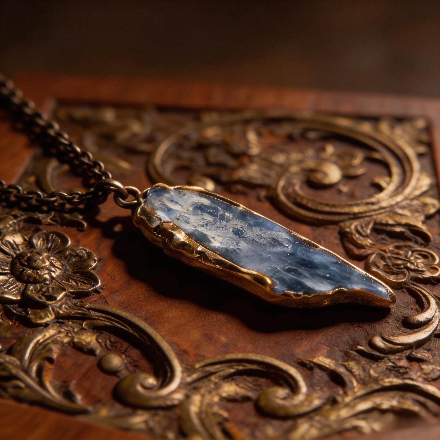 Tibetan Natural blue crystal stone, gold-plated pendant, irregular crystal necklace diy Jewelry