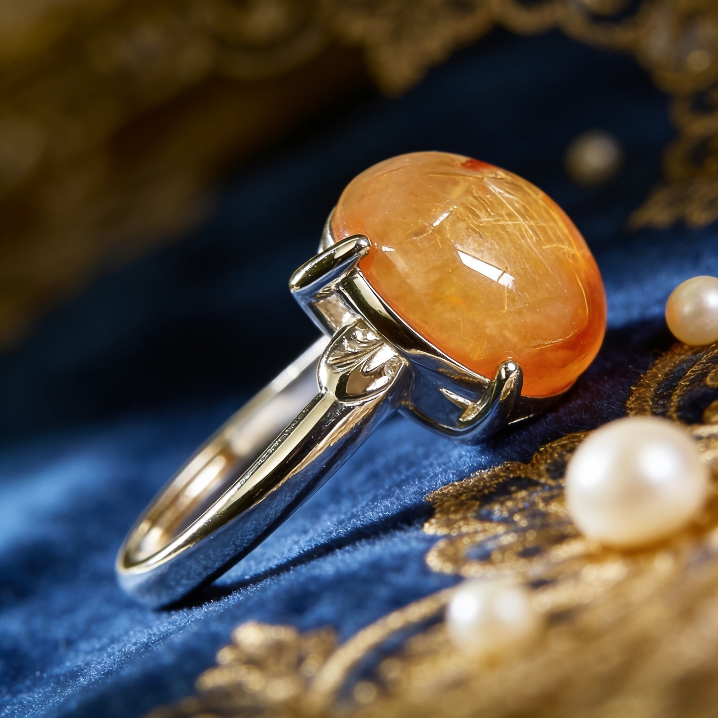 Vintage Natural Citrine Cabochon Ring,  Handcrafted Statement Ring, Healing Crystal Jewelry for Abundance & Positivity