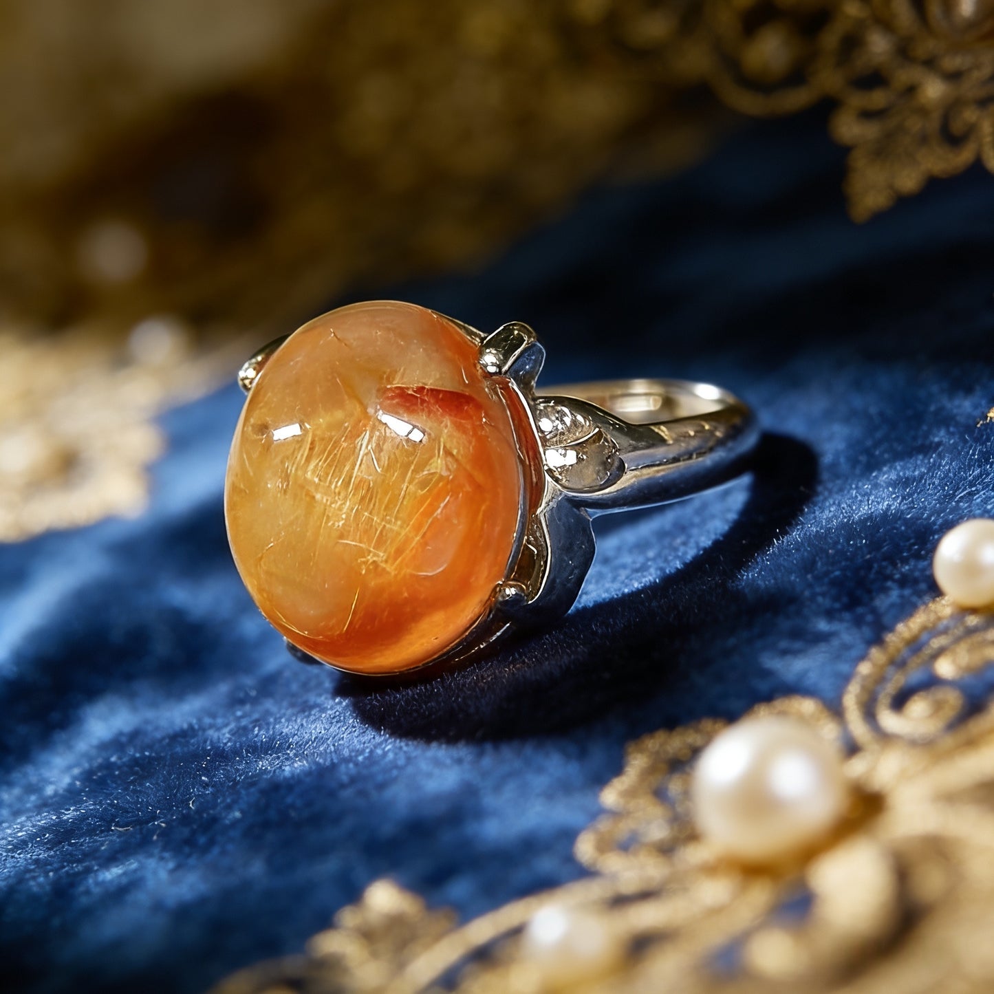Vintage Natural Citrine Cabochon Ring,  Handcrafted Statement Ring, Healing Crystal Jewelry for Abundance & Positivity