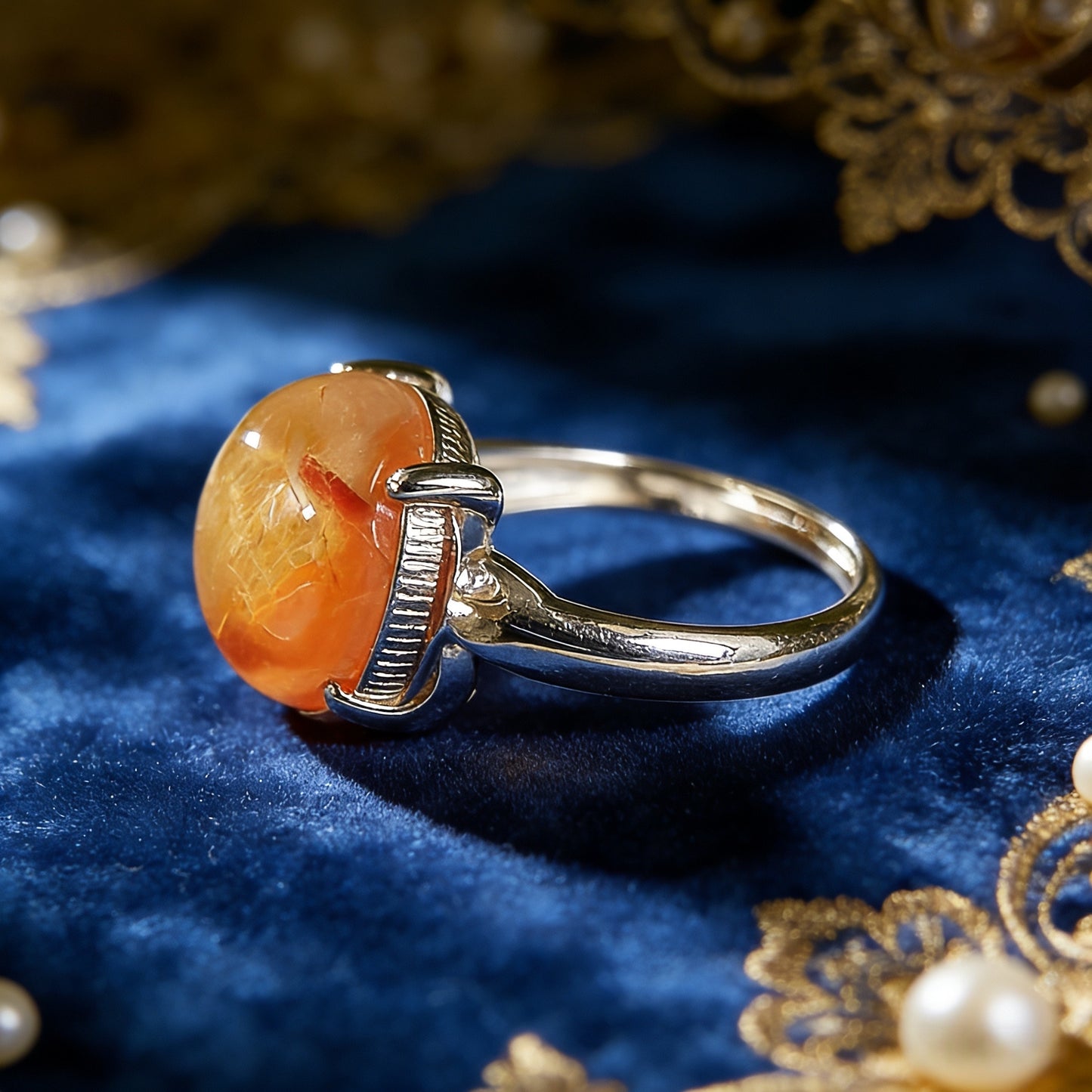 Vintage Natural Citrine Cabochon Ring,  Handcrafted Statement Ring, Healing Crystal Jewelry for Abundance & Positivity