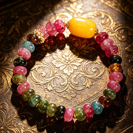Natural Colorful Tourmaline Abacus Bead Jade Bracelet