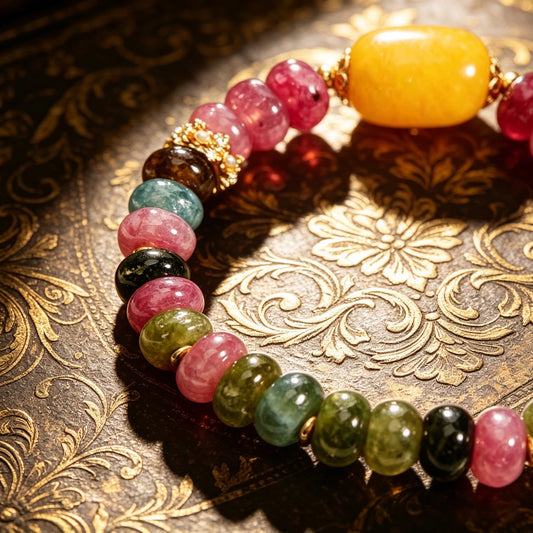 Natural Colorful Tourmaline Abacus Bead Jade Bracelet