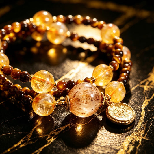 Natural yellow crystal tiger eye stone bracelet