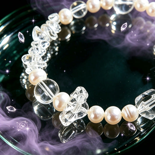 Silver Good Luck Koi White Crystal Beaded Bracelet