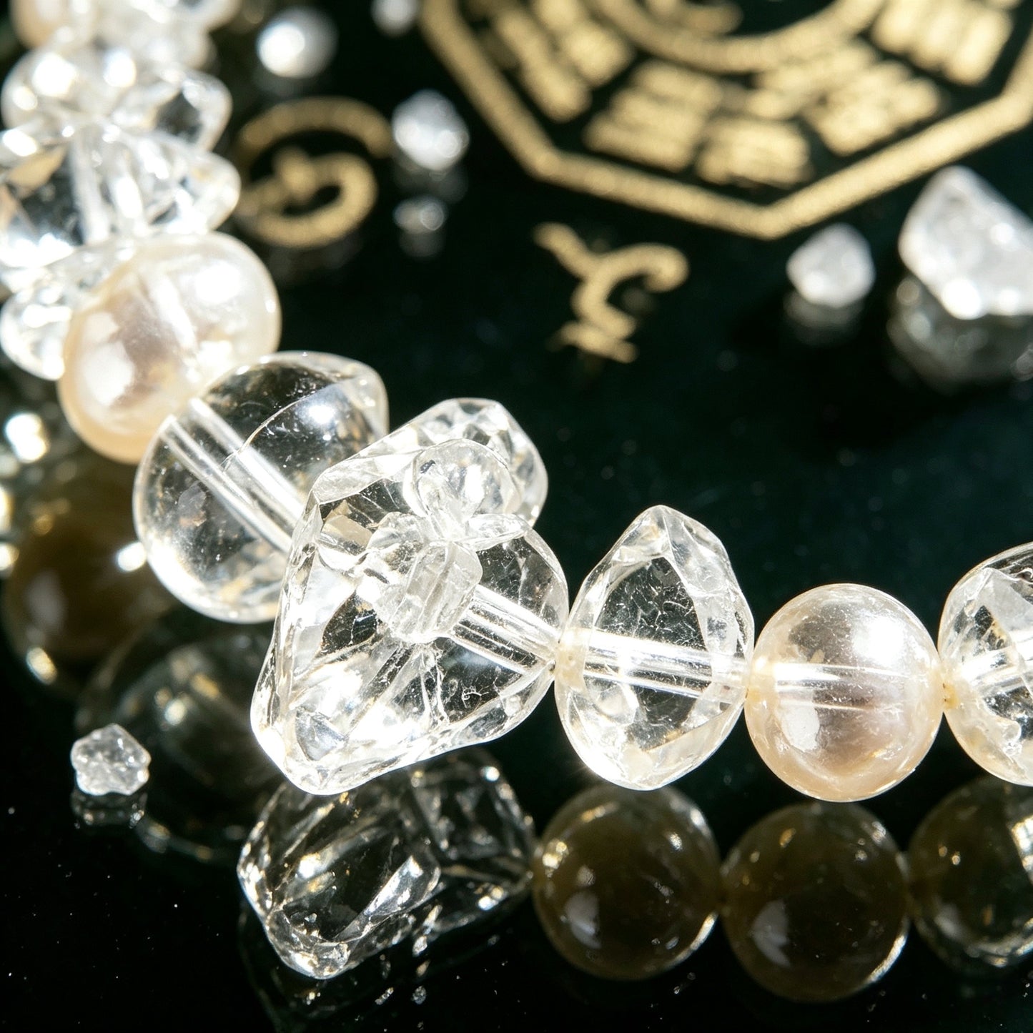 Silver Good Luck Koi White Crystal Beaded Bracelet