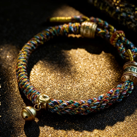 Handcrafted Tibetan Good Luck Hanging Cord, Multi-color Braided String