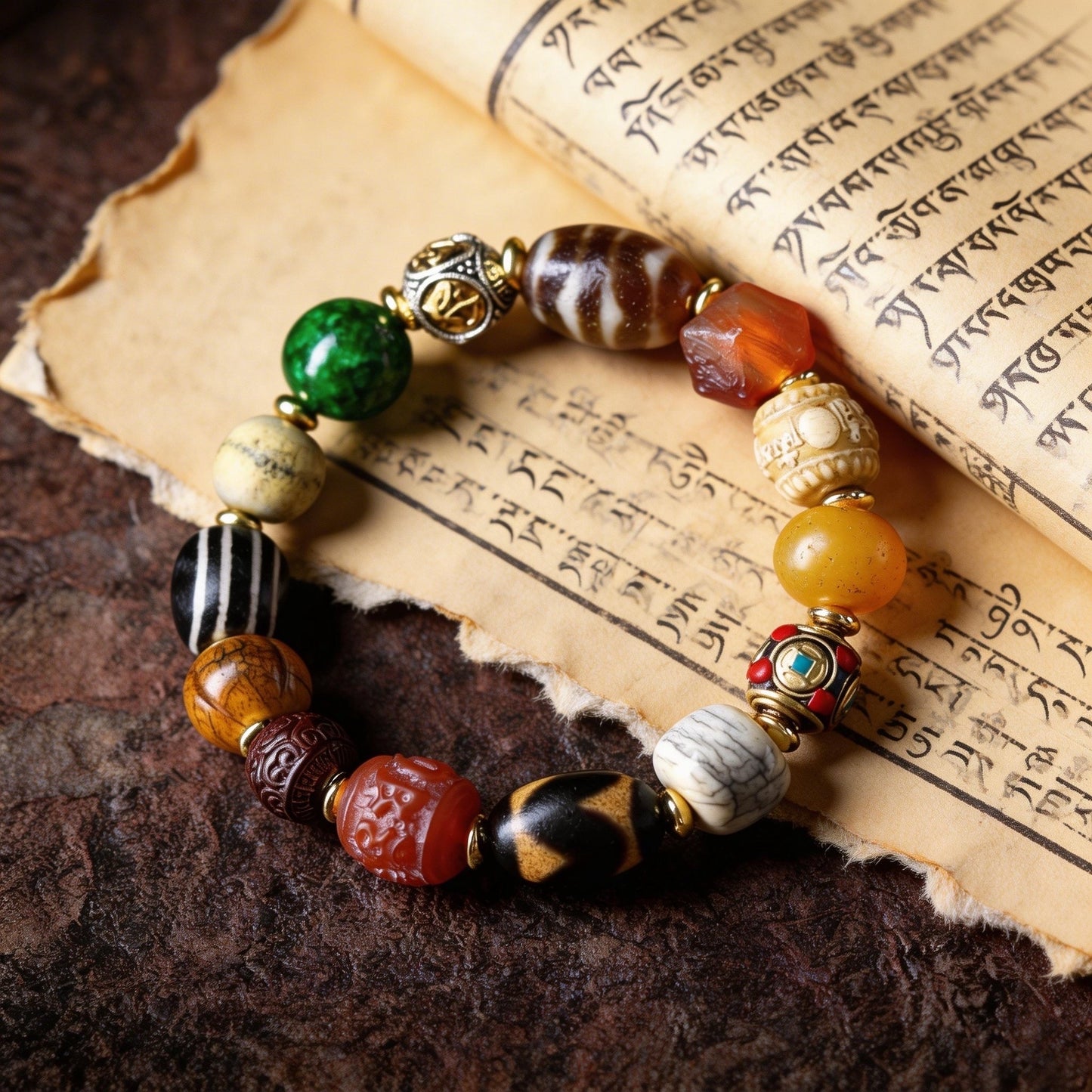 TIBETAN VARIETY Of GEMSTONE BRACELETS
