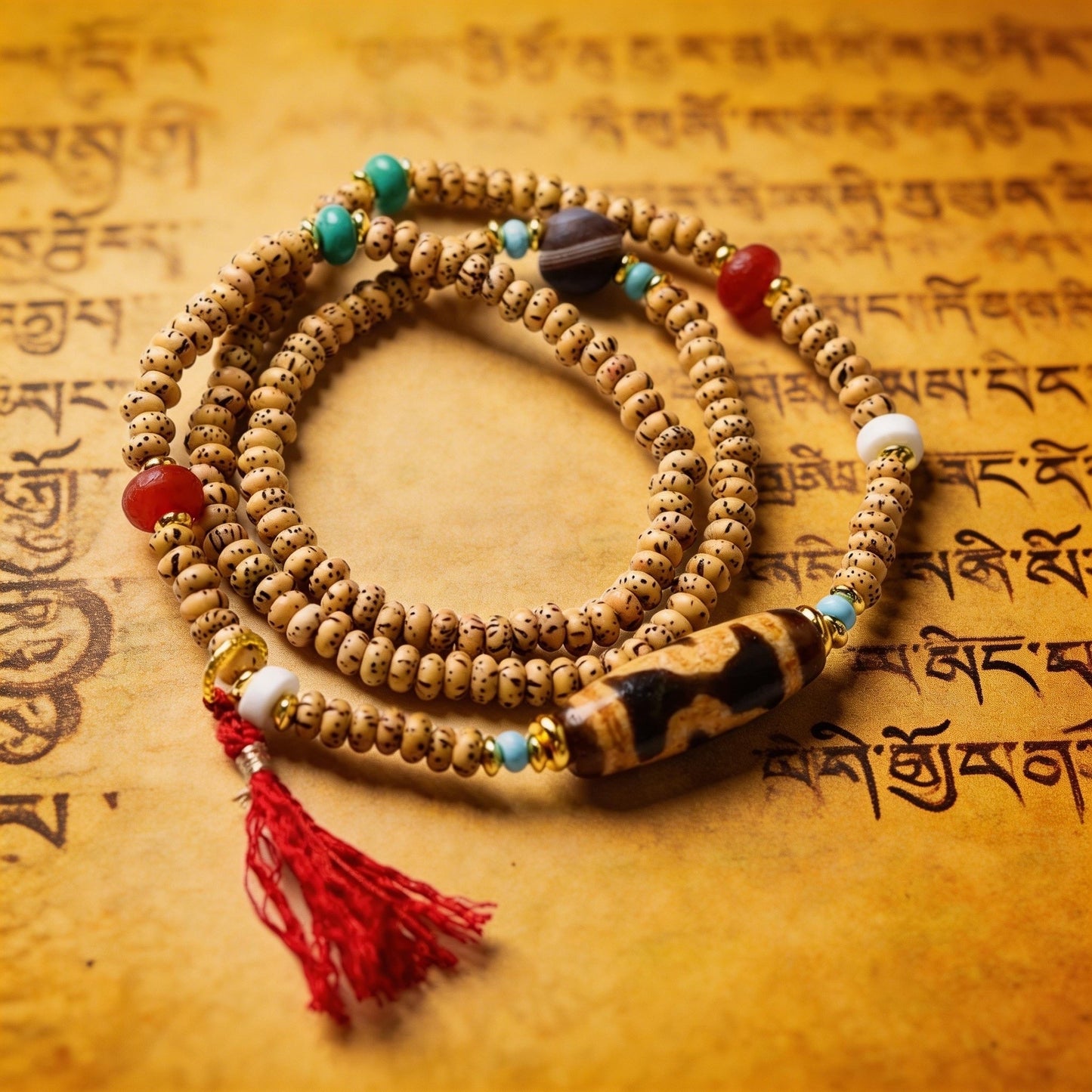 TIBETAN STAR AND MOON BODHI SEED BRACELET NECKLACE,EMPEROR PEARL AND AGATE PEARL DECORATED NECKLACE