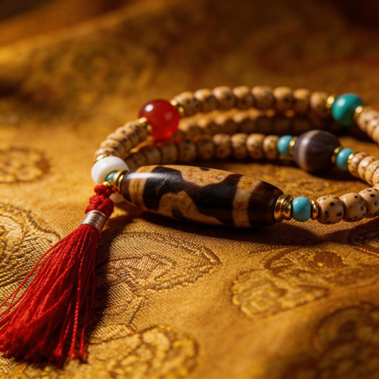 TIBETAN STAR AND MOON BODHI SEED BRACELET NECKLACE,EMPEROR PEARL AND AGATE PEARL DECORATED NECKLACE