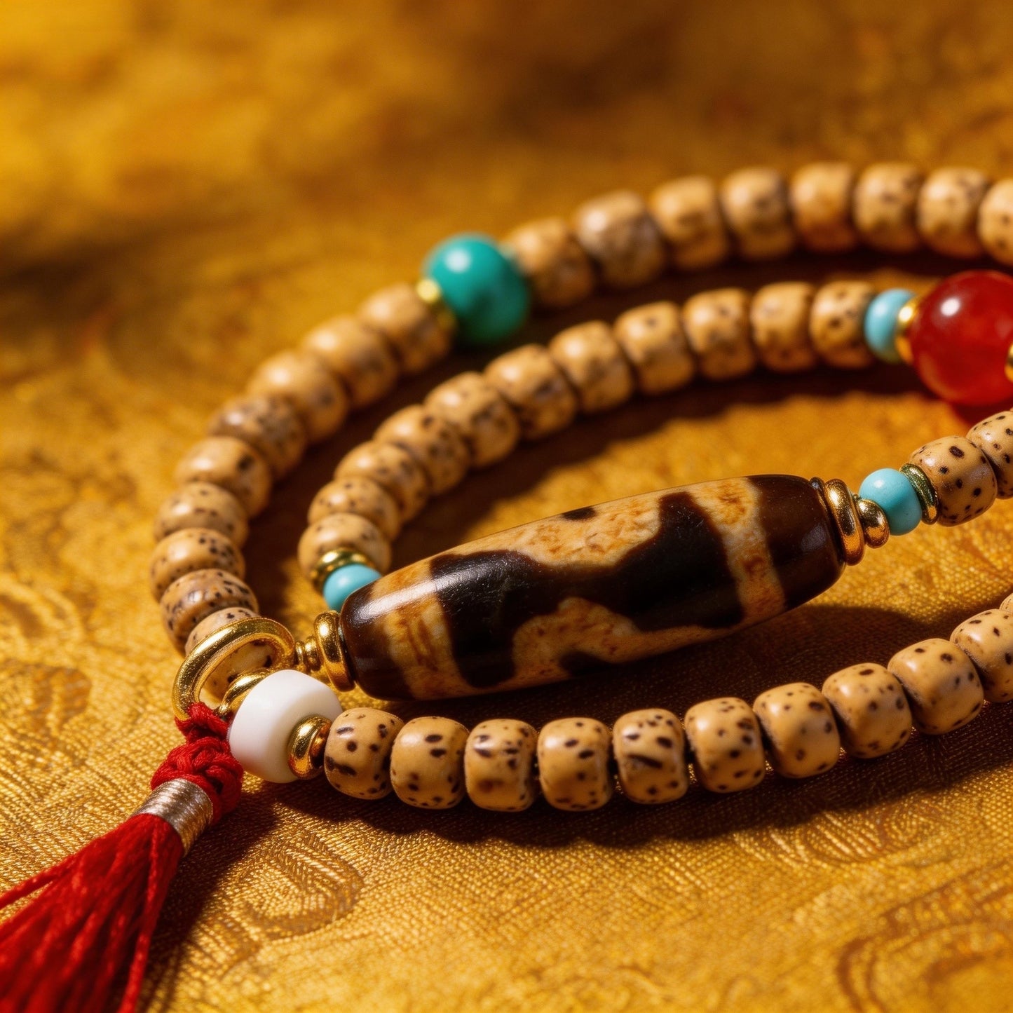 TIBETAN STAR AND MOON BODHI SEED BRACELET NECKLACE,EMPEROR PEARL AND AGATE PEARL DECORATED NECKLACE