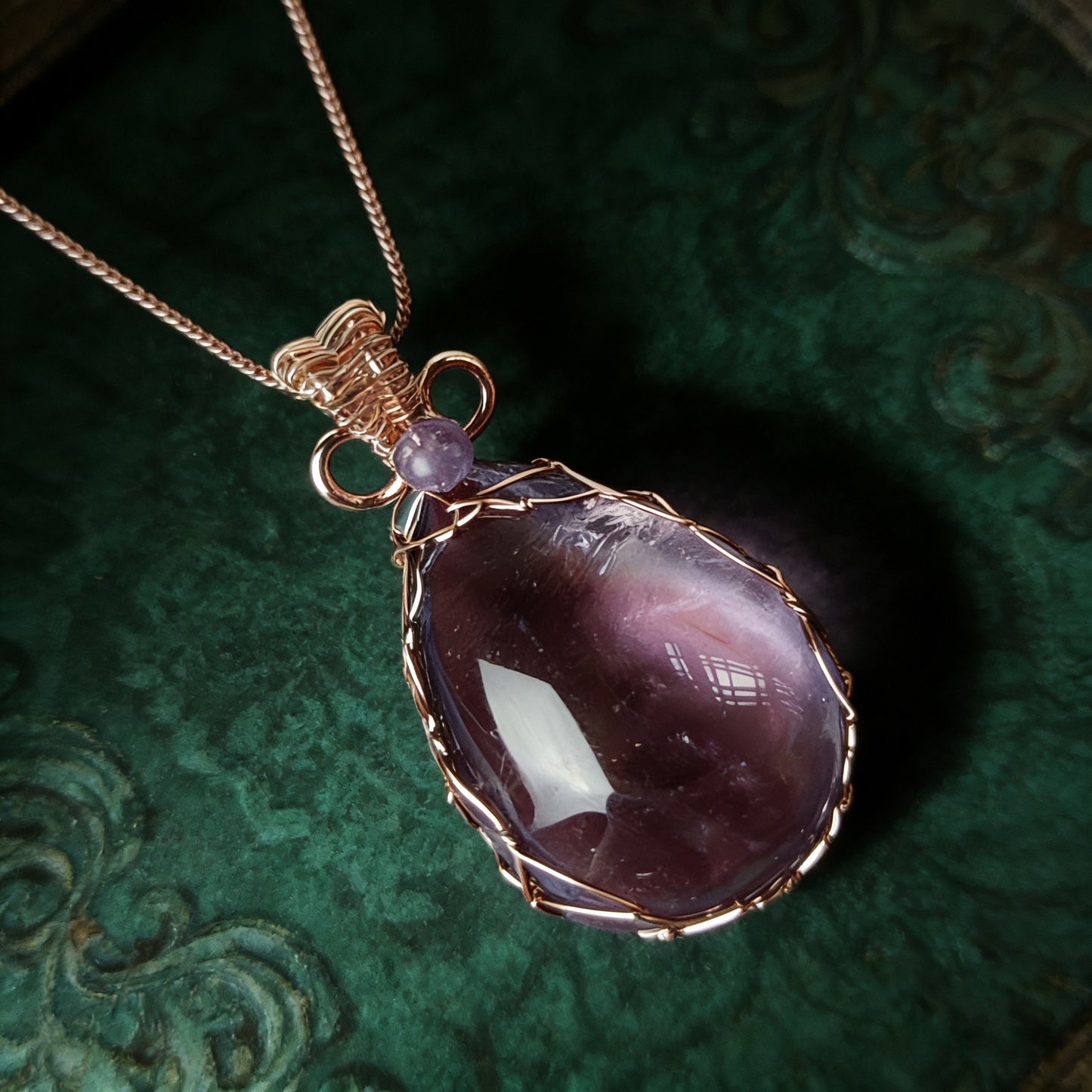 Tibetan Natural amethyst waterdrop shaped pendant necklace