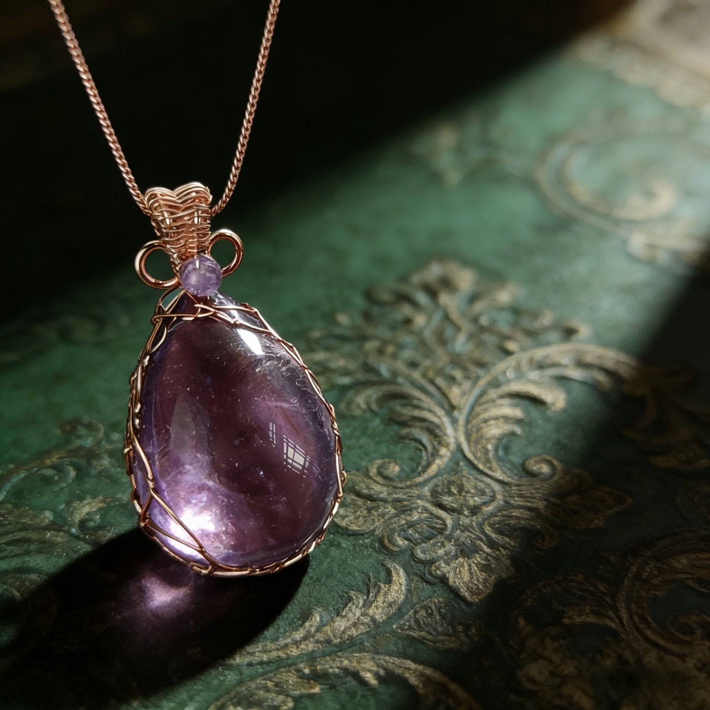 Tibetan Natural amethyst waterdrop shaped pendant necklace