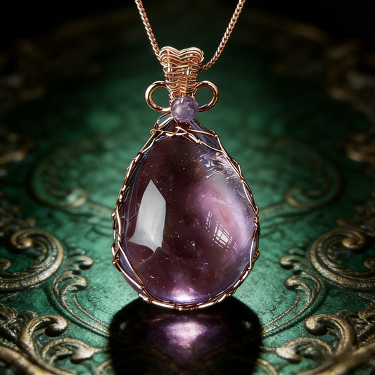 Tibetan Natural amethyst waterdrop shaped pendant necklace